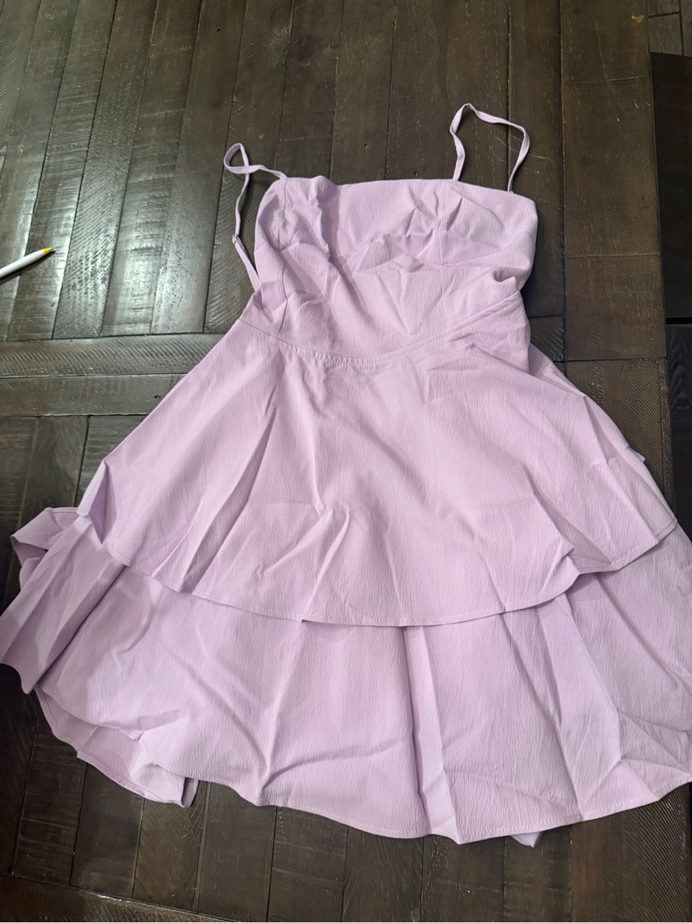 Lilac Tiered Spaghetti-Strap Dress
